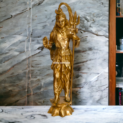 Shiva Bhagwan Standing with Blessing Pure Brass idol - 22 inches