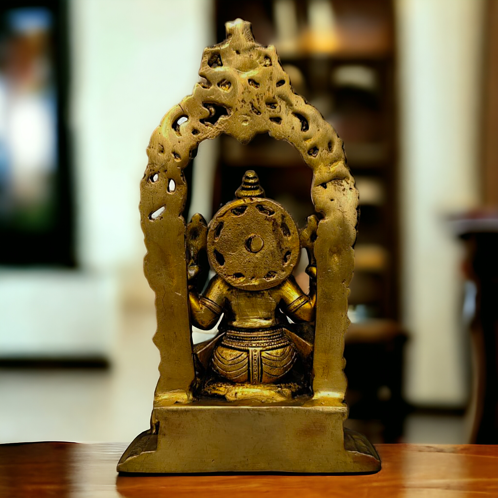 Brass Ganesha Idol With diya - 8.9 inches