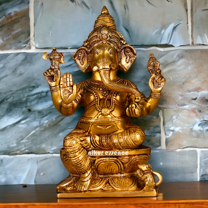 Ganesha Vinayaka brass statue - 12 inch