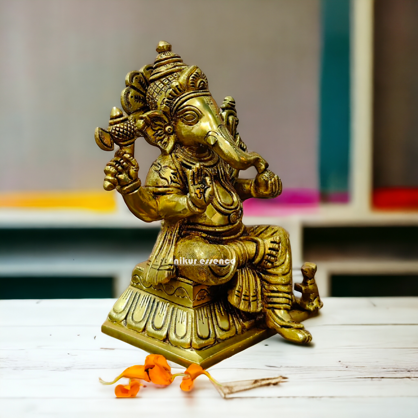 Vinayaka Ganesha Sitting Brass idol - 6.5 inch