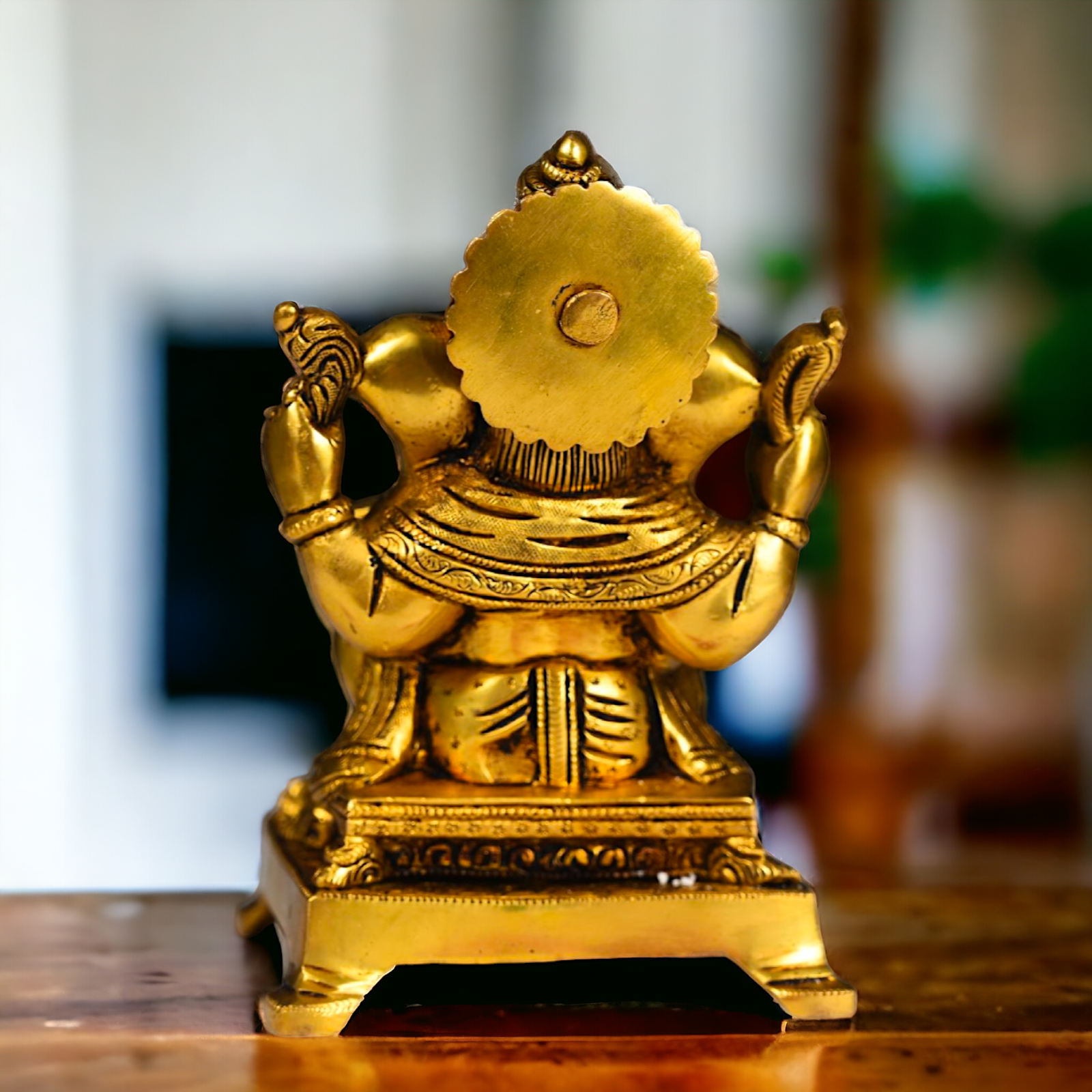 Antique brass Ganesha Sitting statue - 5.5 inch