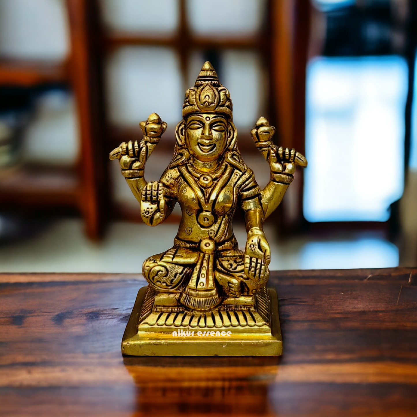 Superfine Brass Lakshmi Ganesha Sitting statue - 4 inches