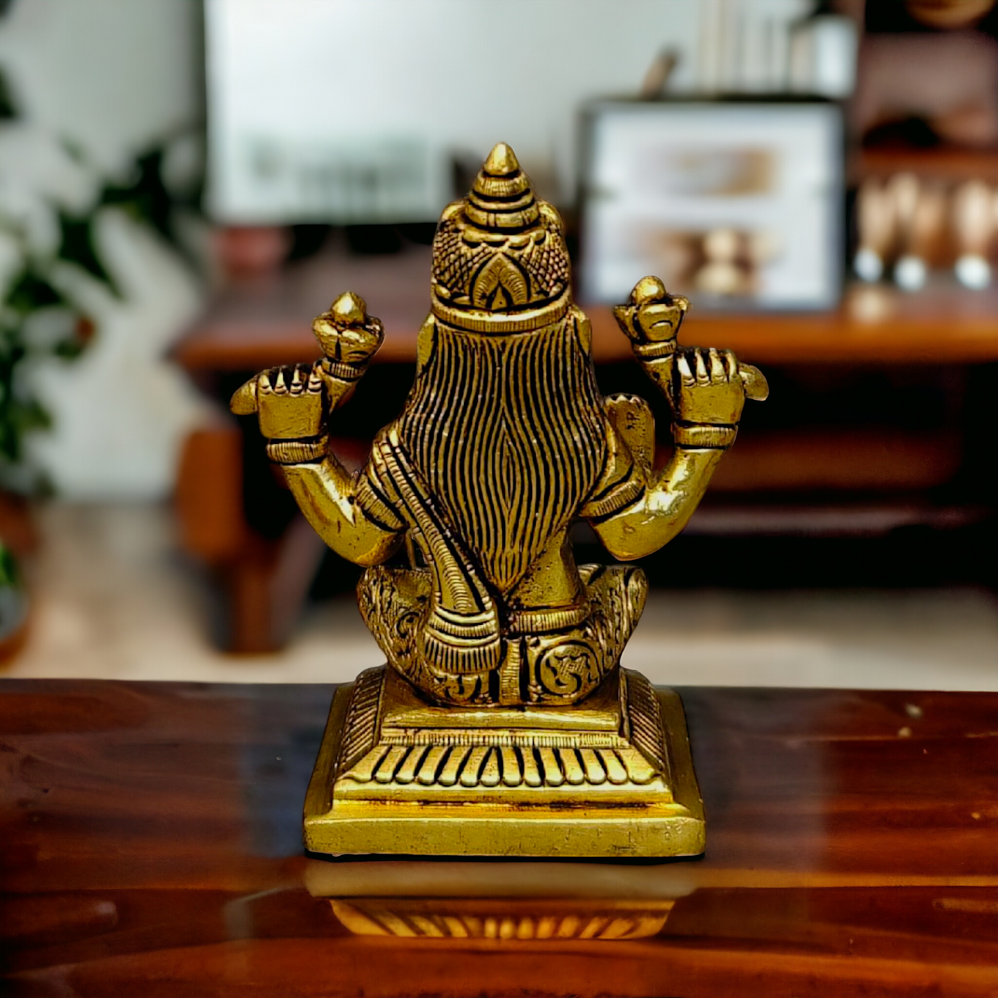 Superfine Brass Lakshmi Ganesha Sitting statue - 4 inches