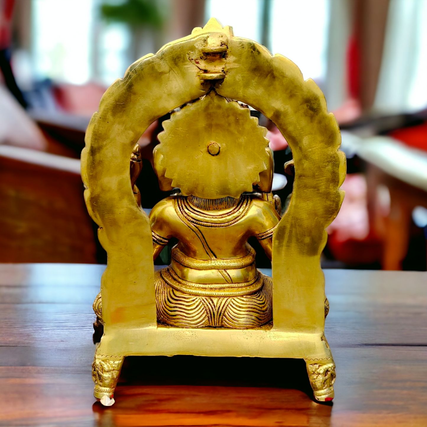 Big Ganesha Ganpati Sitting on Singhasan Pital Brass Idol - 17 inches