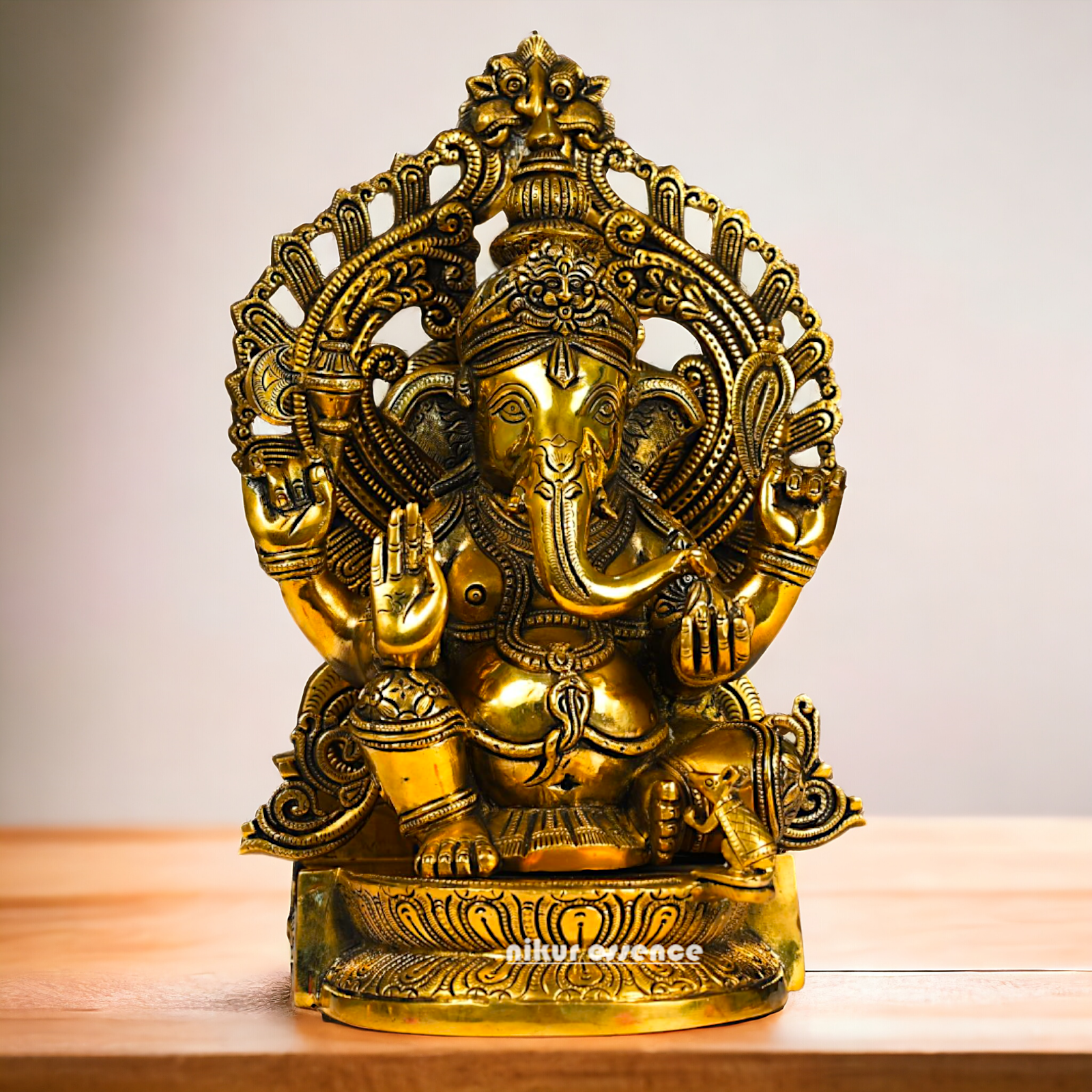 Superfine Brass Ganpati Ganesha Seated idol - 14.5 inches