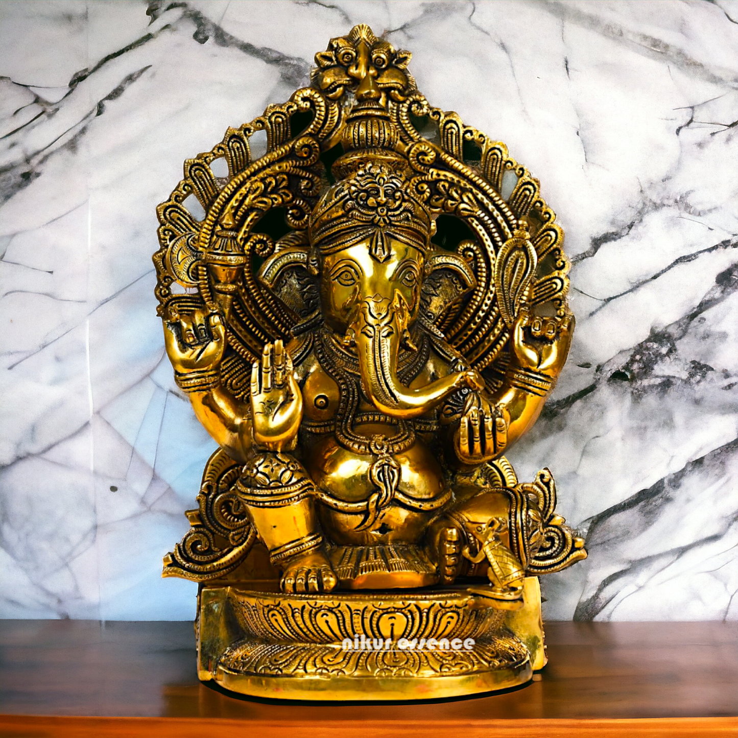 Superfine Brass Ganpati Ganesha Seated idol - 14.5 inches