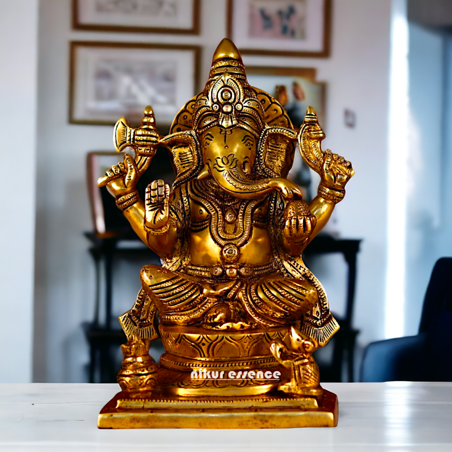 Brass Ganesha Vinayaka Pital murti - 8.5 inches