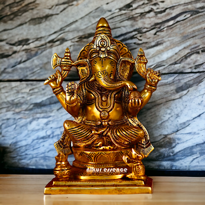 Brass Ganesha Vinayaka Pital murti - 8.5 inches