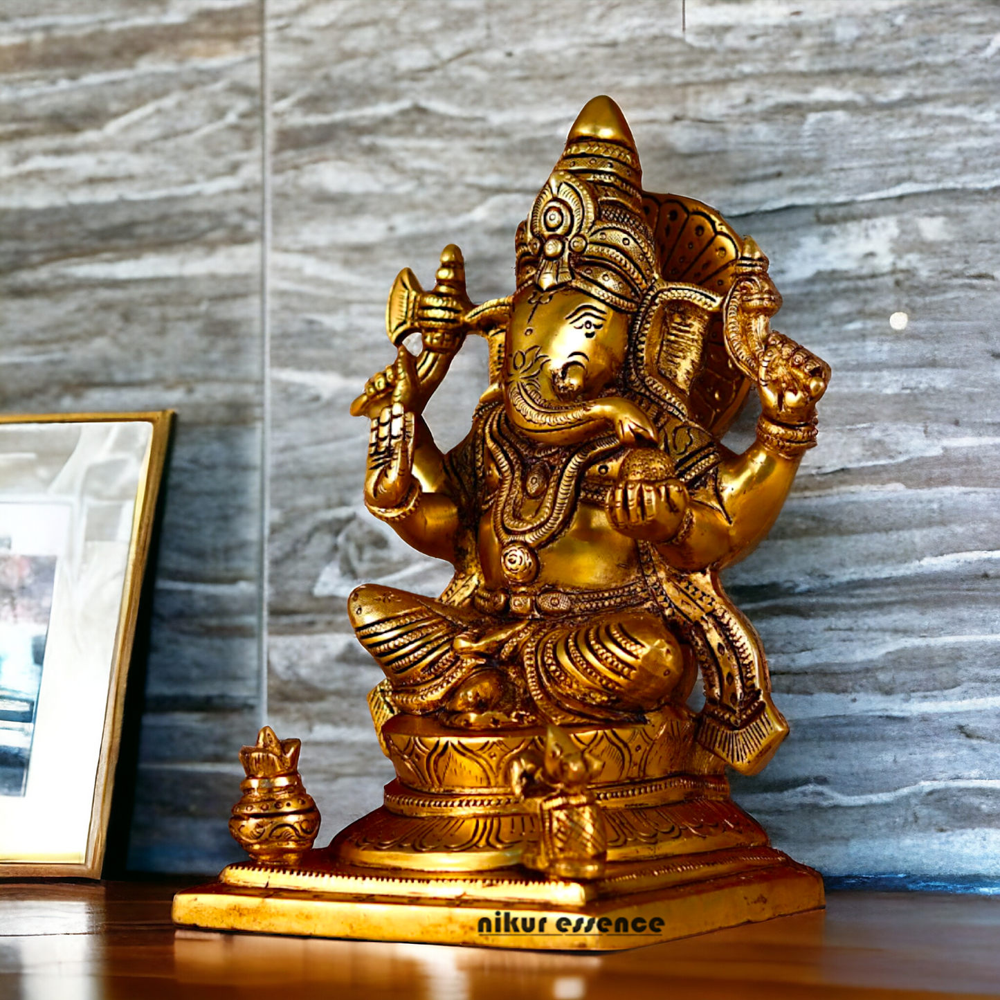 Brass Ganesha Vinayaka Pital murti - 8.5 inches