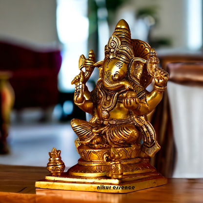 Brass Ganesha Vinayaka Pital murti - 8.5 inches