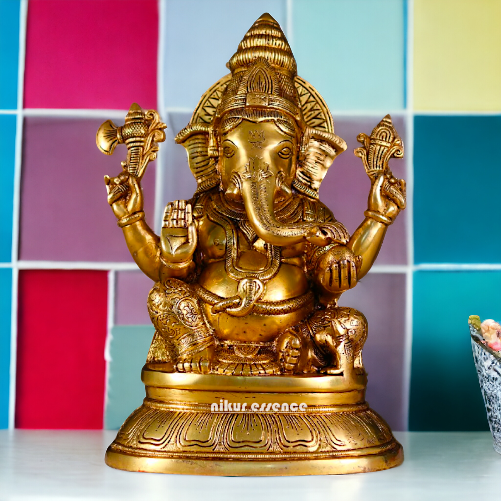 Ganesha Vinayaka Pure Brass statue - 16.5 Inches