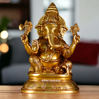 Ganesha Vinayaka Pure Brass statue - 16.5 Inches