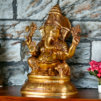 Ganesha Vinayaka Pure Brass statue - 16.5 Inches