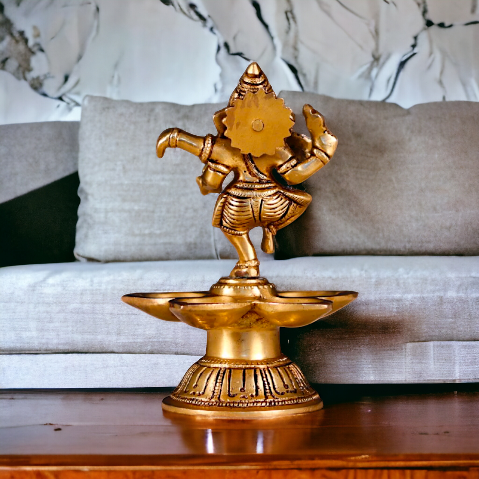 Ganesha Dancing with diya Pital brass - 5.5 Inches