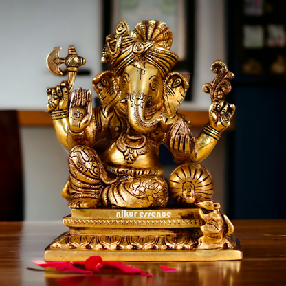 Pital Ganesha Pure Brass idol - 8 Inches