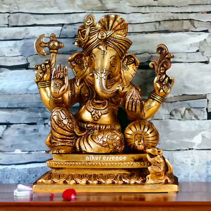 Pital Ganesha Pure Brass idol - 8 Inches