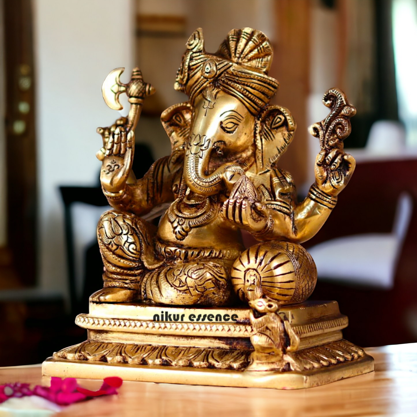 Pital Ganesha Pure Brass idol - 8 Inches