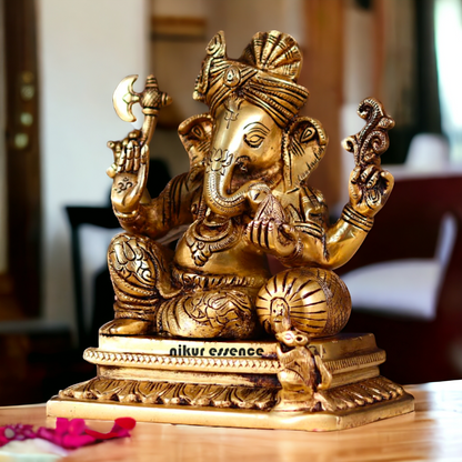 Pital Ganesha Pure Brass idol - 8 Inches