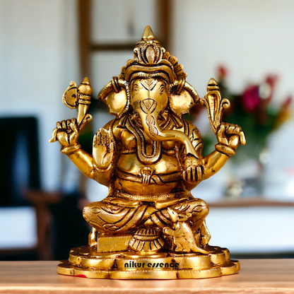 Solid Brass Ganesha Ganpati Pital idol - 9 Inches