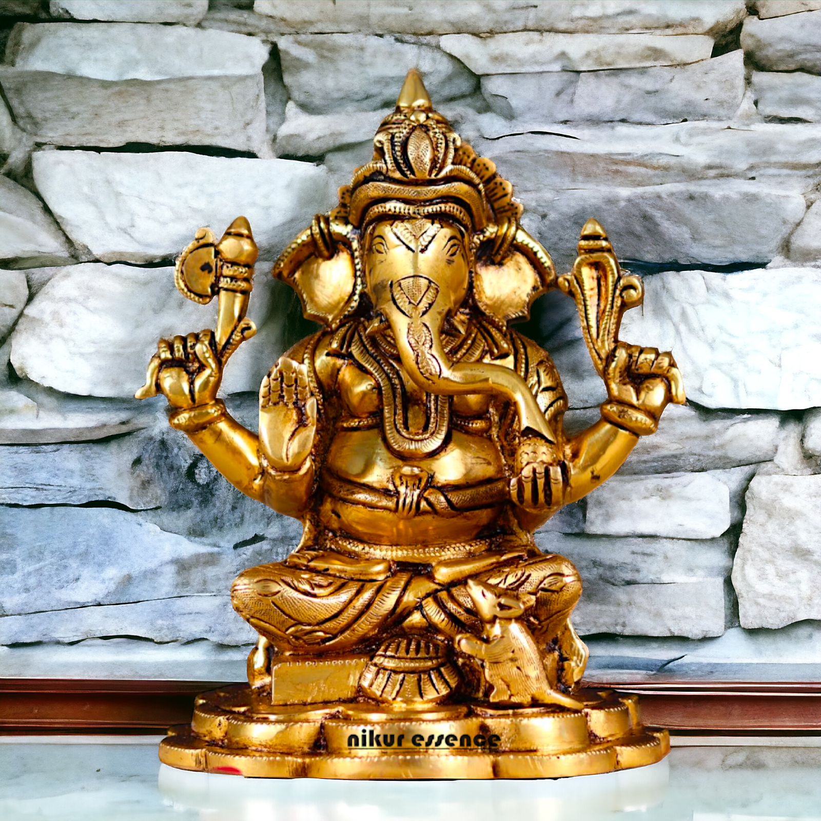 Solid Brass Ganesha Ganpati Pital idol - 9 Inches