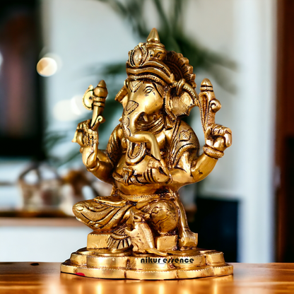 Solid Brass Ganesha Ganpati Pital idol - 9 Inches