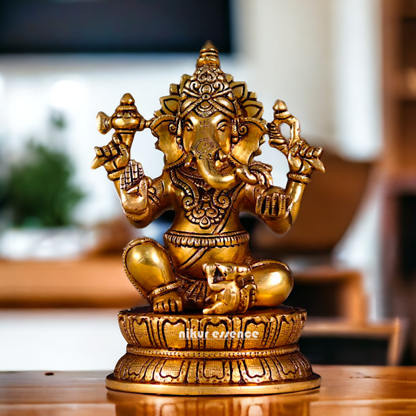 Pital Ganesha Antique Brass idol - 8.5 Inches