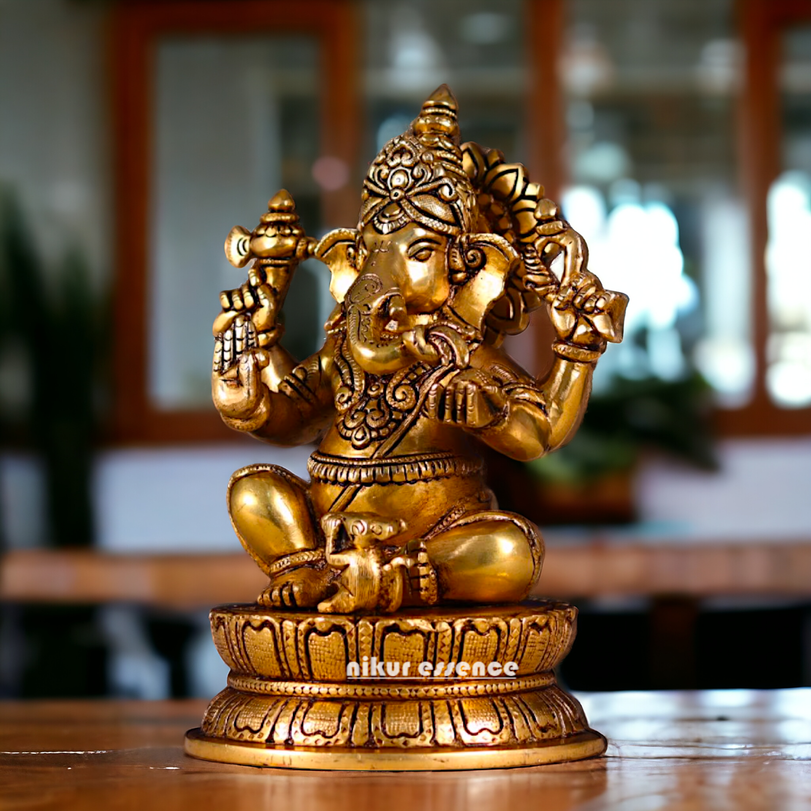 Pital Ganesha Antique Brass idol - 8.5 Inches