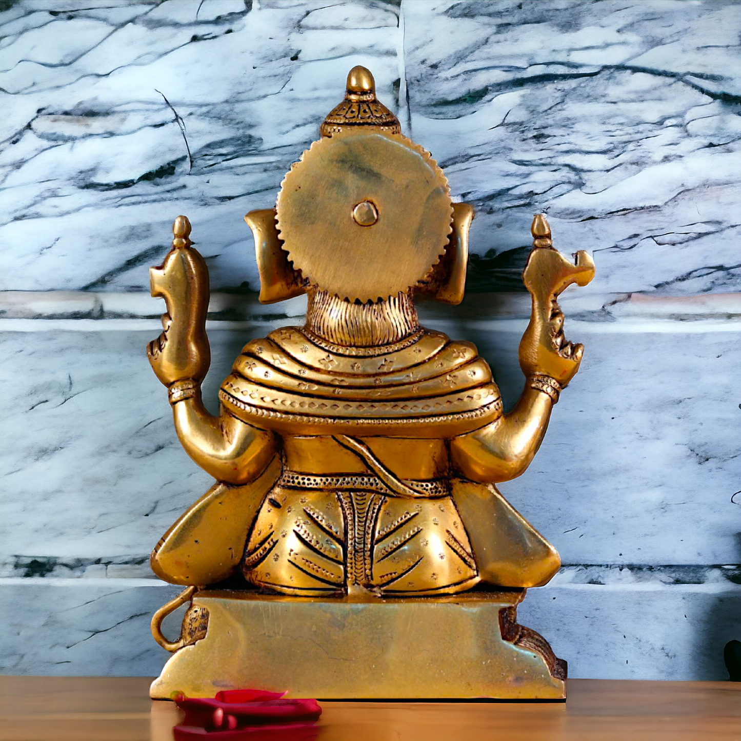 Superfine Brass Ganesha Seated Pital Murti - 10 inches