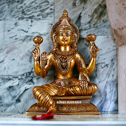 Pital Lakshmi Seated Solid Brass idol - 10 inches