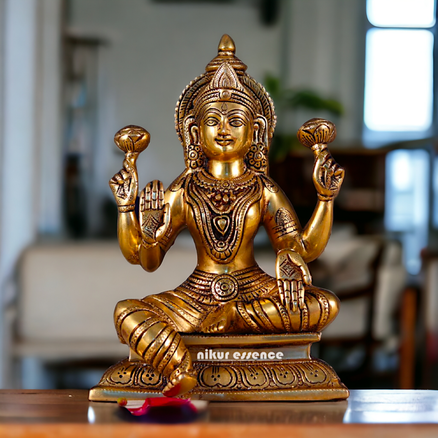 Pital Lakshmi Seated Solid Brass idol - 10 inches