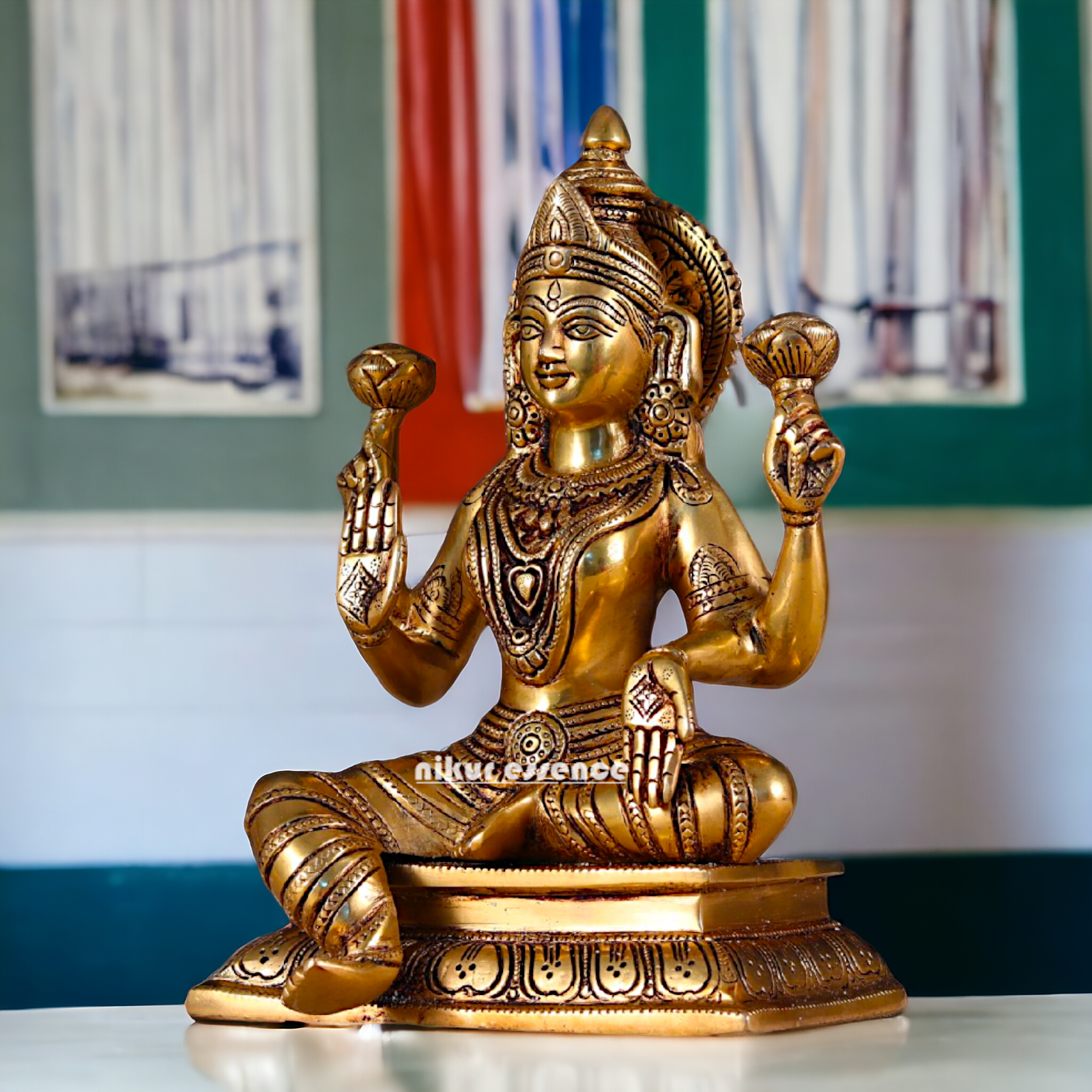 Pital Lakshmi Seated Solid Brass idol - 10 inches