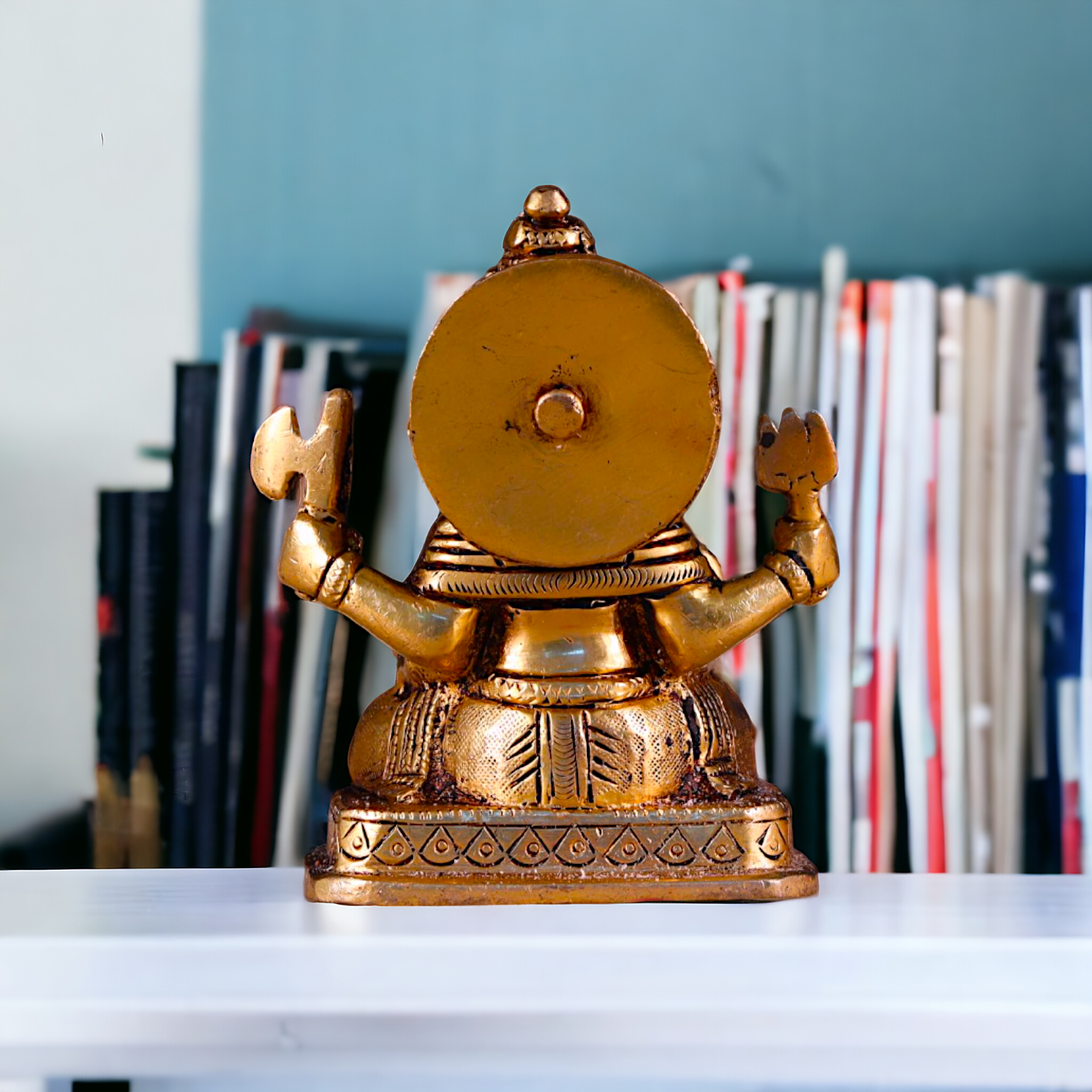 Brass Ganesha Ganpati Seated pital murti - 4 inches