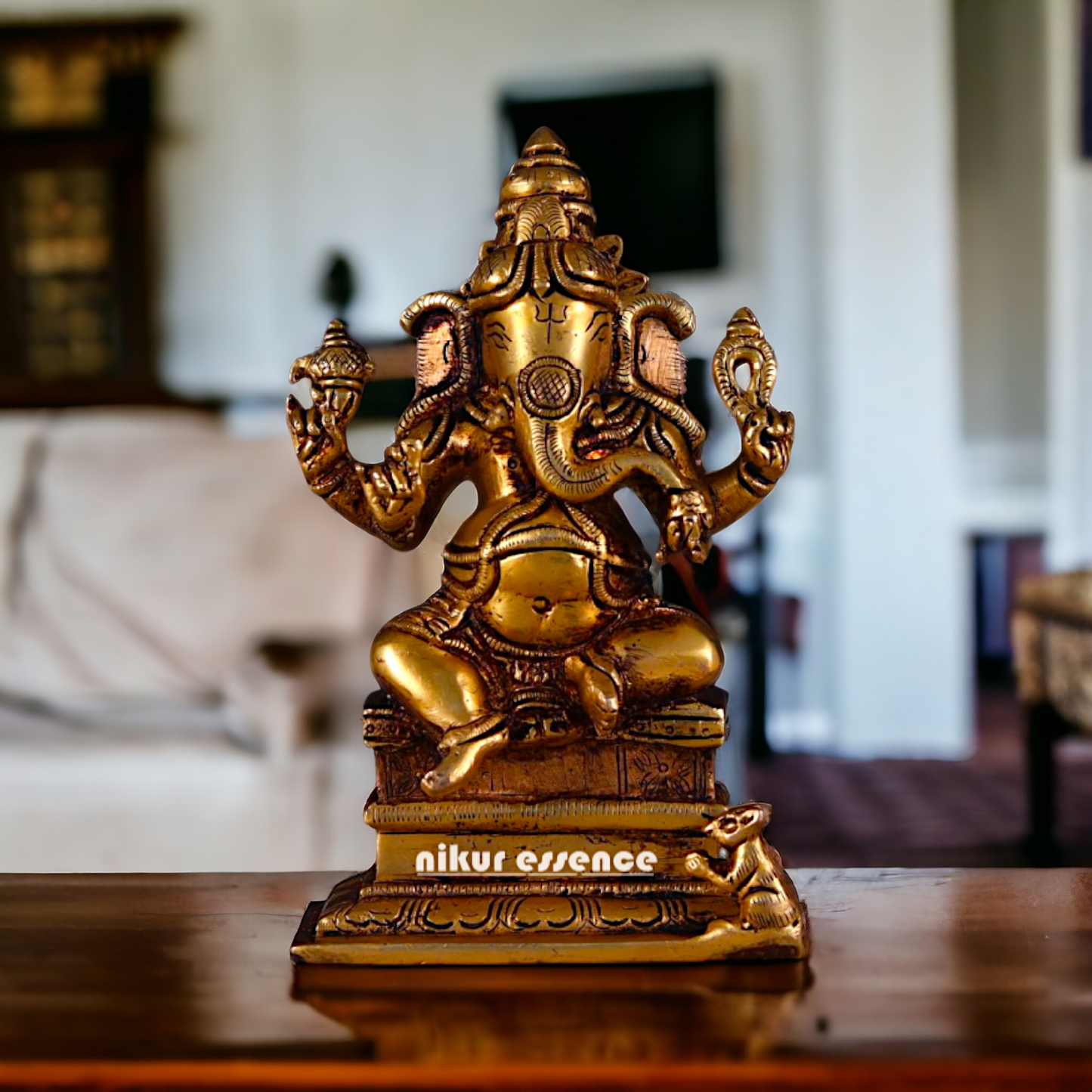 Ganesha Vinayaka Sitting pital ki murti - 6.2 inches