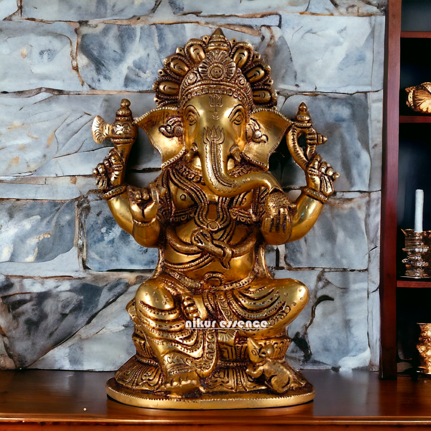 Pital Ganesha Seated Brass statue - 11 inches