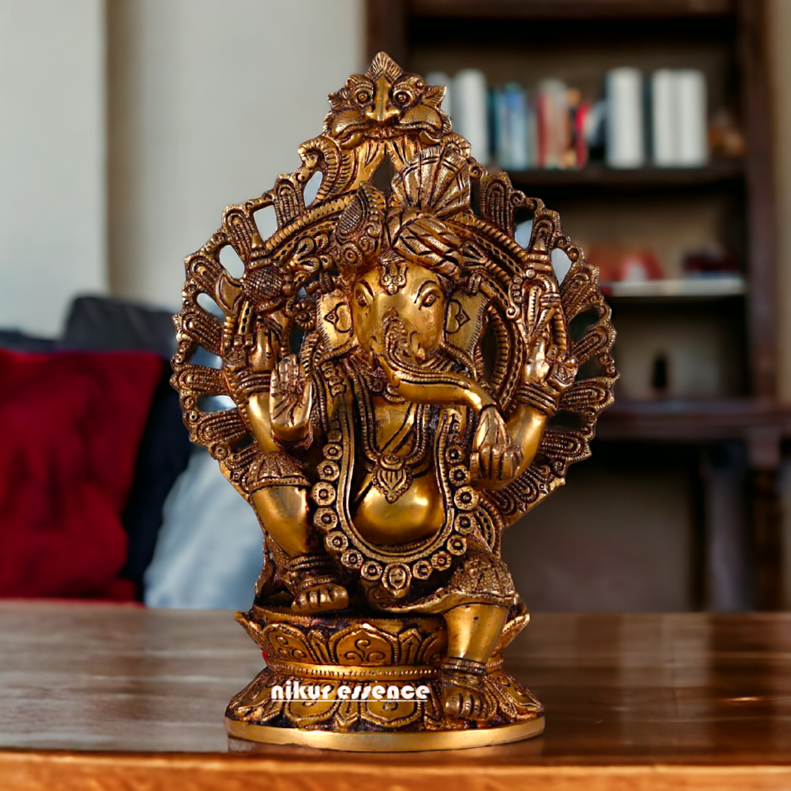 Solid Brass Ganesha Seated Brass statue - 12 inches