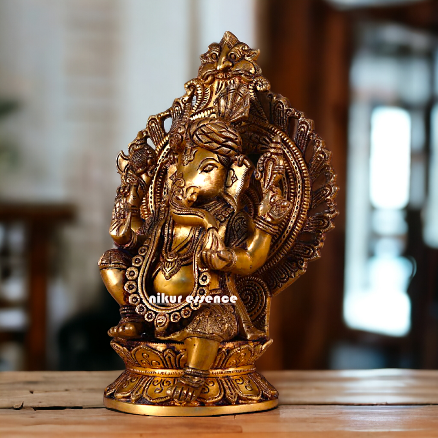 Solid Brass Ganesha Seated Brass statue - 12 inches