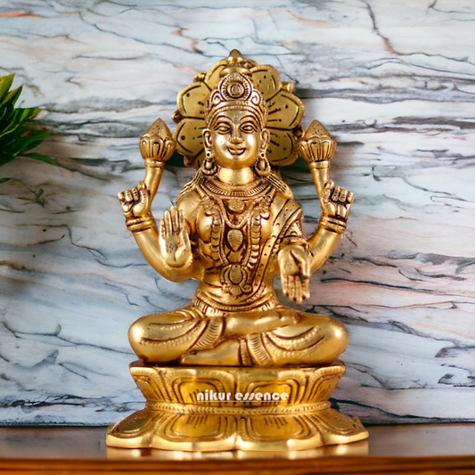 Pital Lakshmi Maa solid brass idol - 8 inches