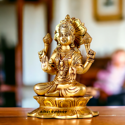 Pital Lakshmi Maa solid brass idol - 8 inches