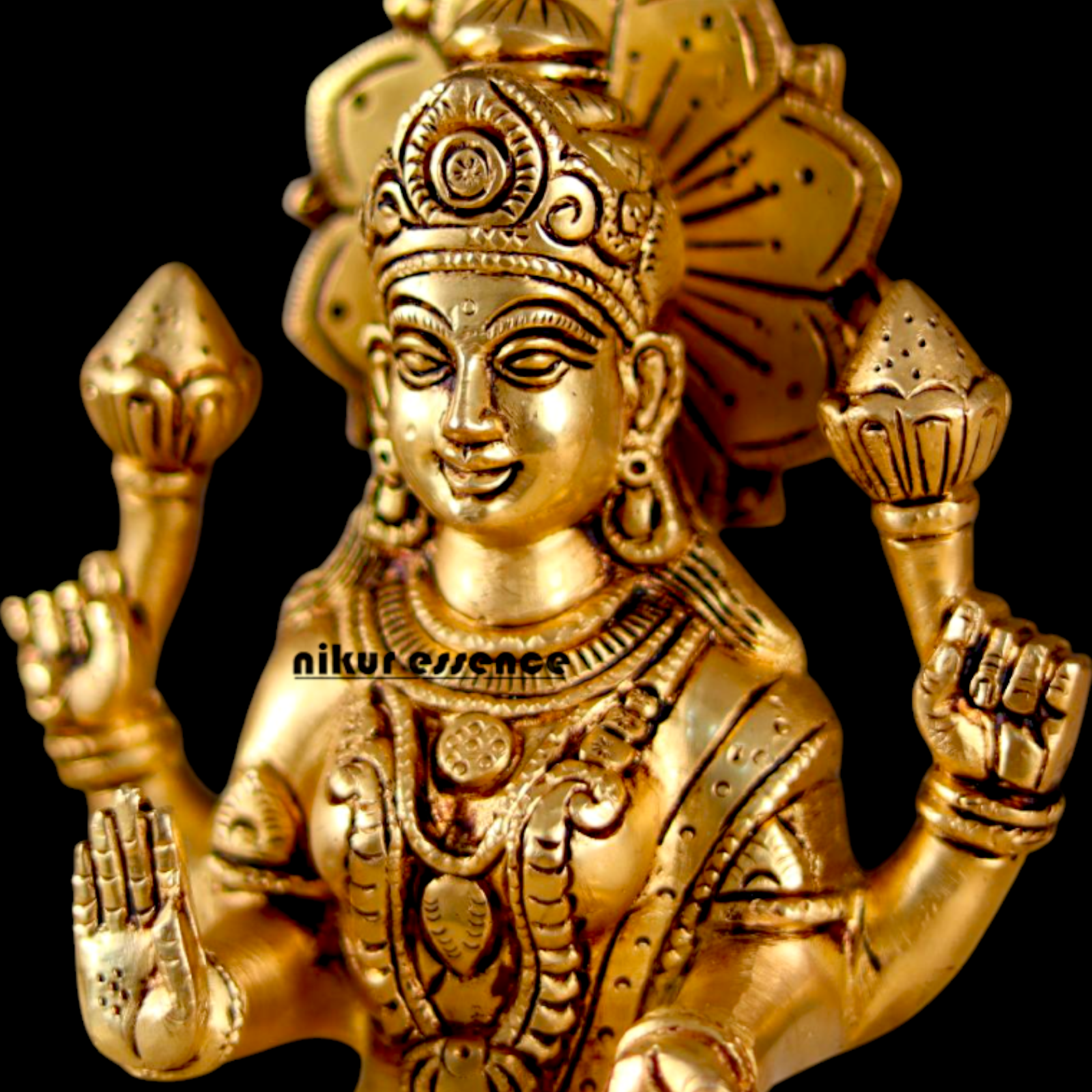 Pital Lakshmi Maa solid brass idol - 8 inches