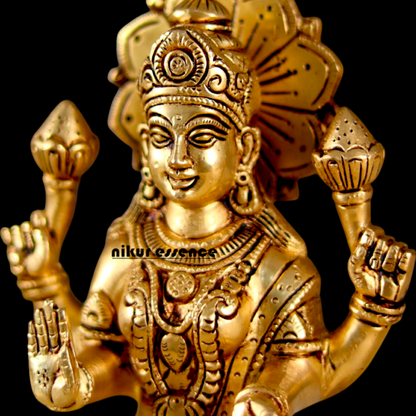 Pital Lakshmi Maa solid brass idol - 8 inches