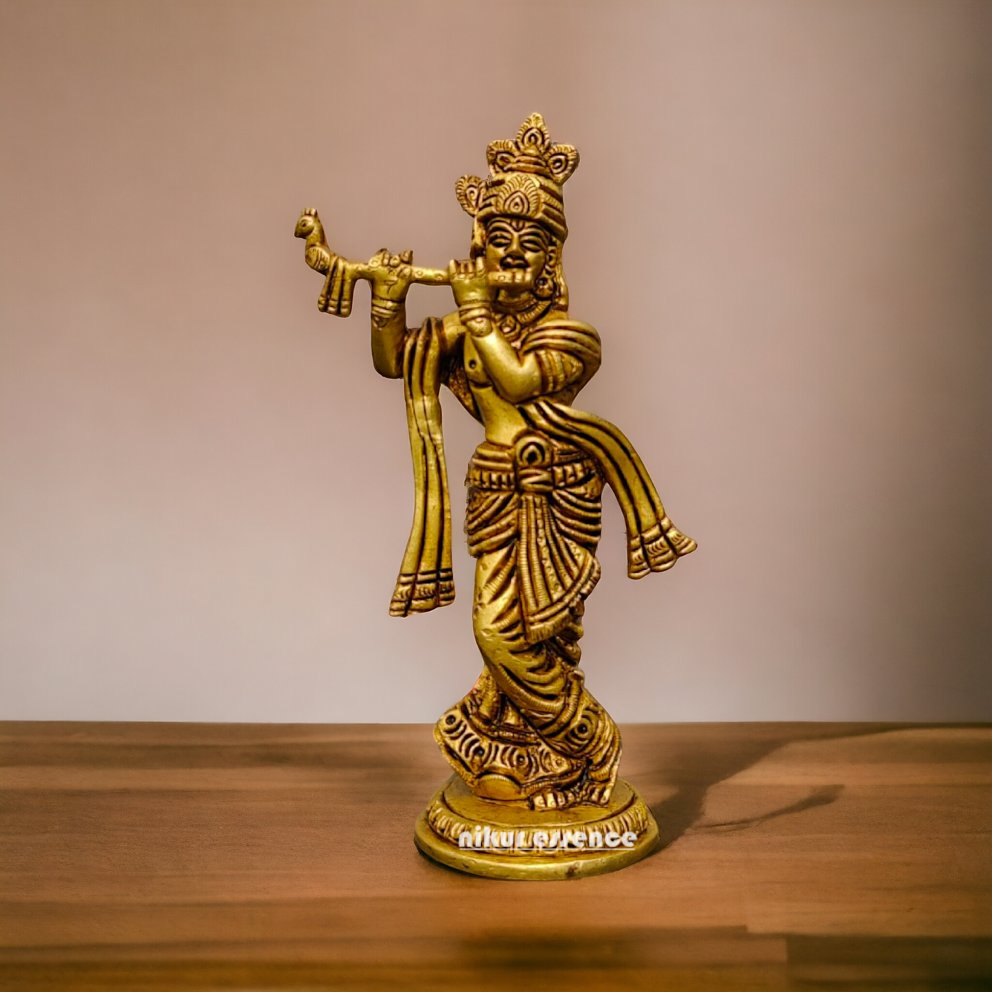 Krishna God Standing antique Brass Idol - 7.5 inches