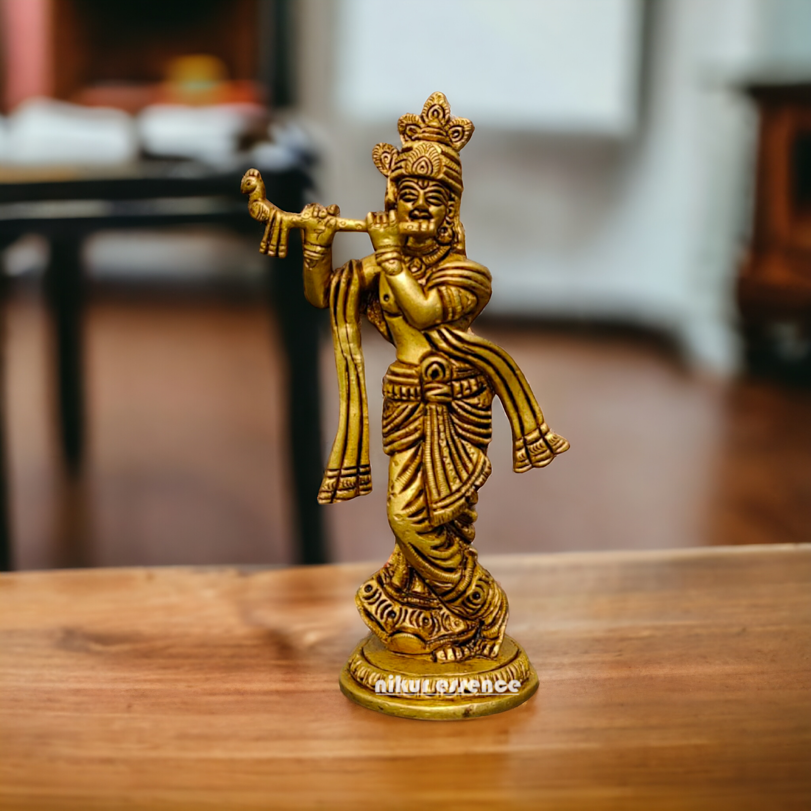 Krishna God Standing antique Brass Idol - 7.5 inches