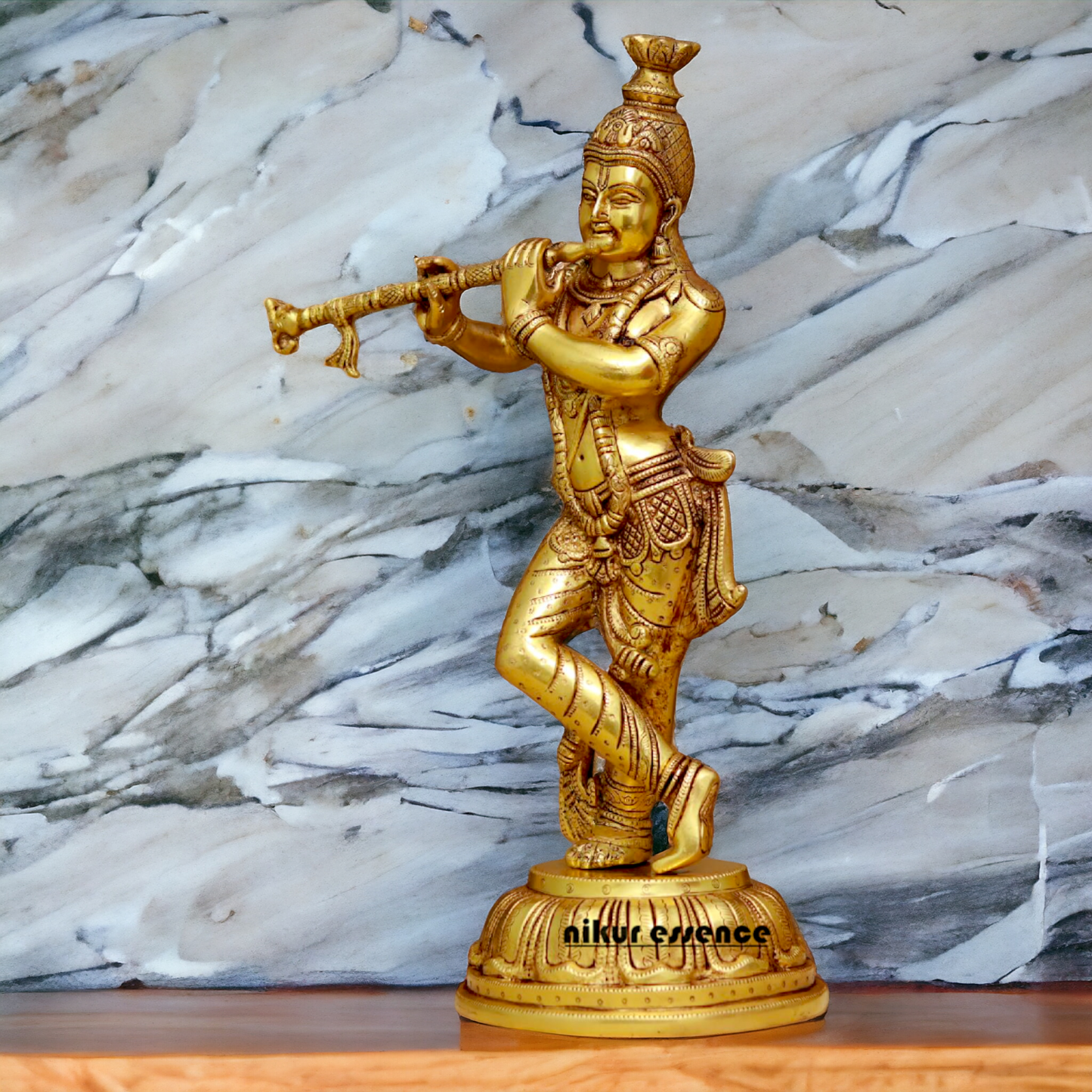 Big Krishna Playing Flute Brass idol - 19 Inches