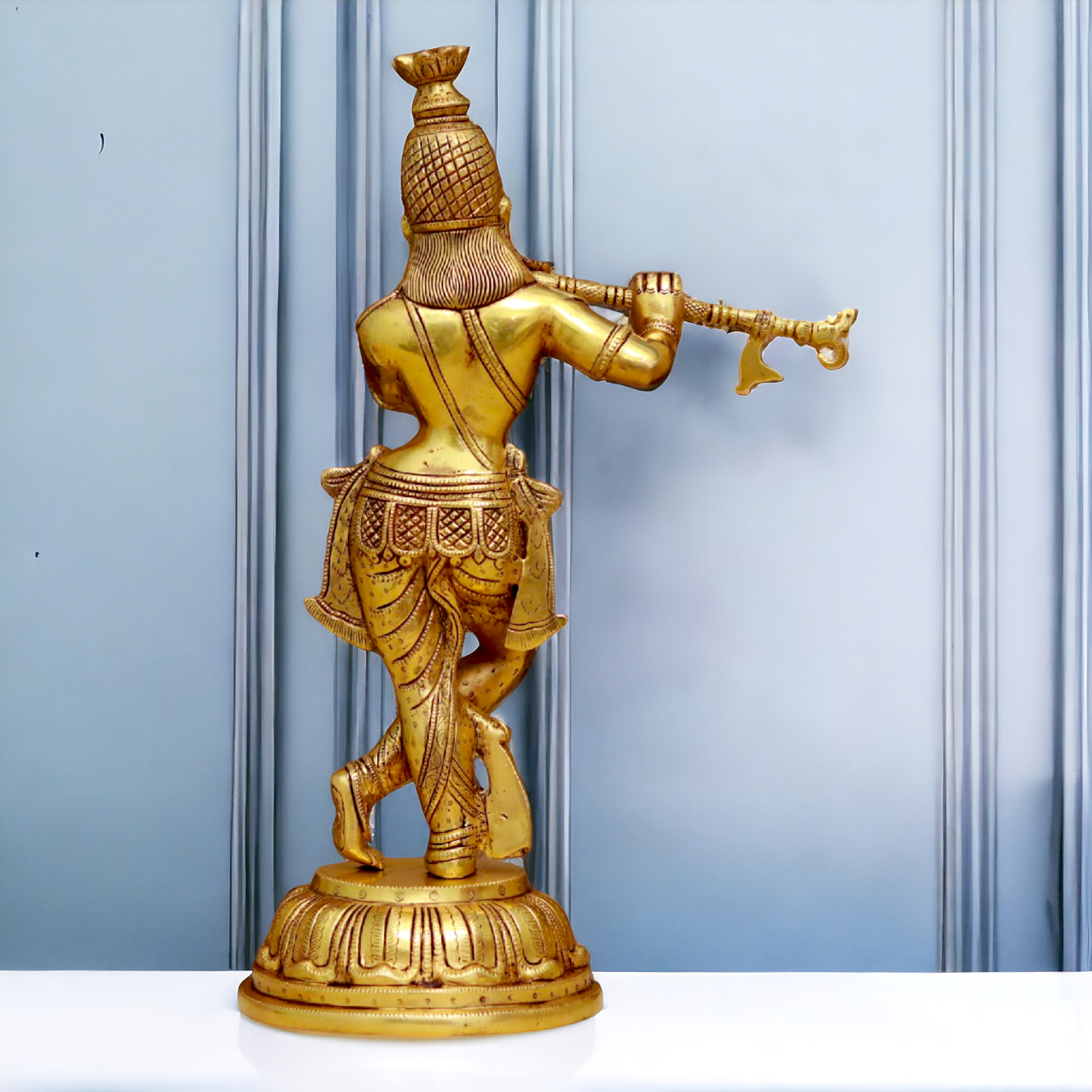 Big Krishna Playing Flute Brass idol - 19 Inches