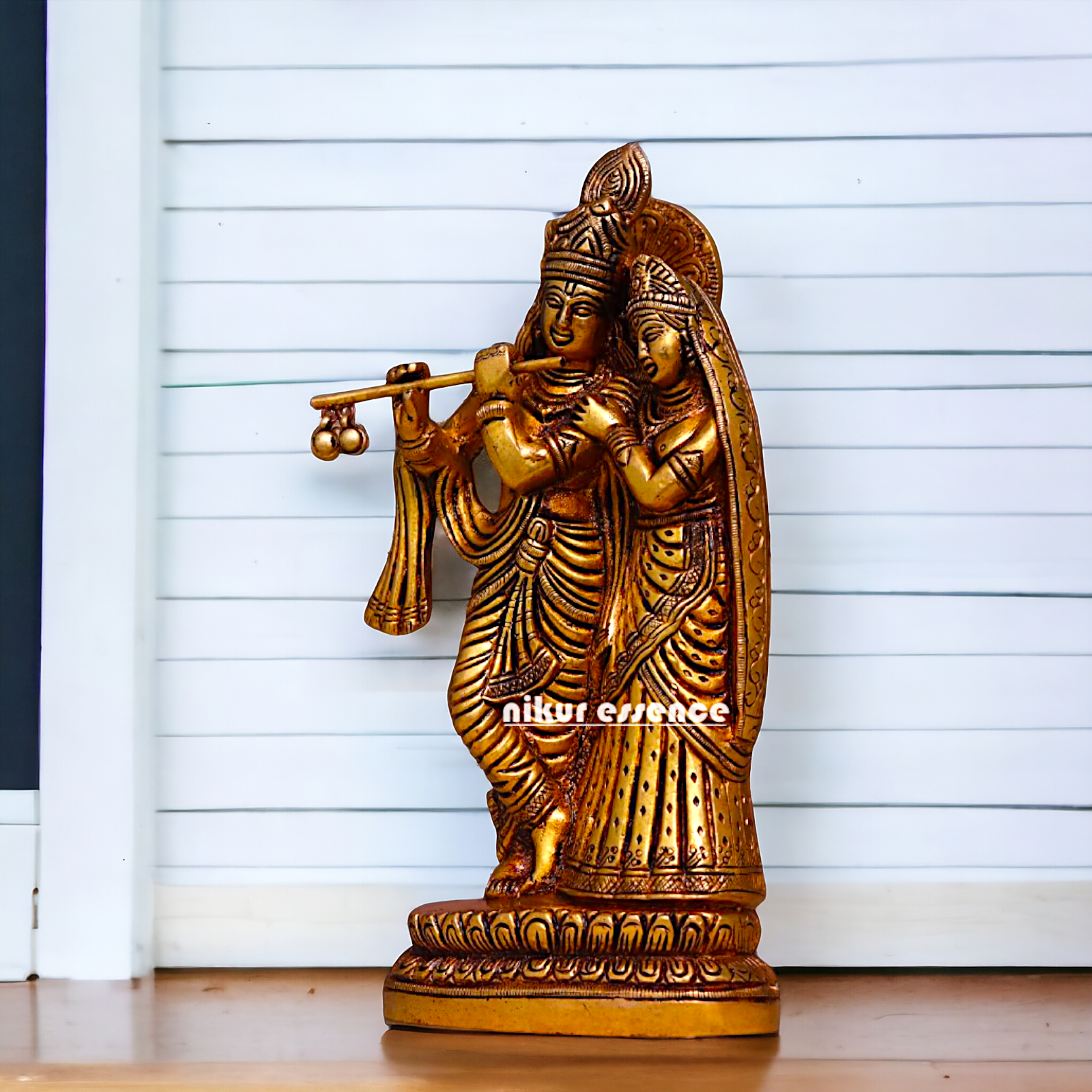 Radha krishna Standing Antique Brass idol - 8.3 Inches