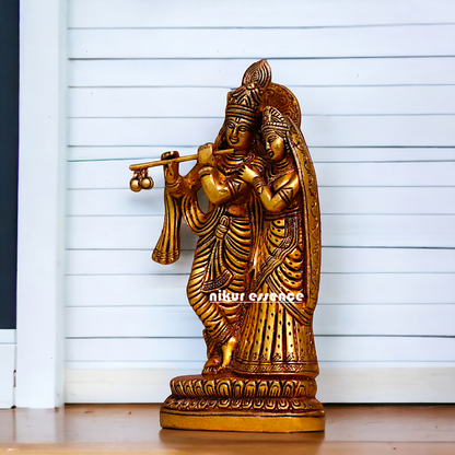 Radha krishna Standing Antique Brass idol - 8.3 Inches