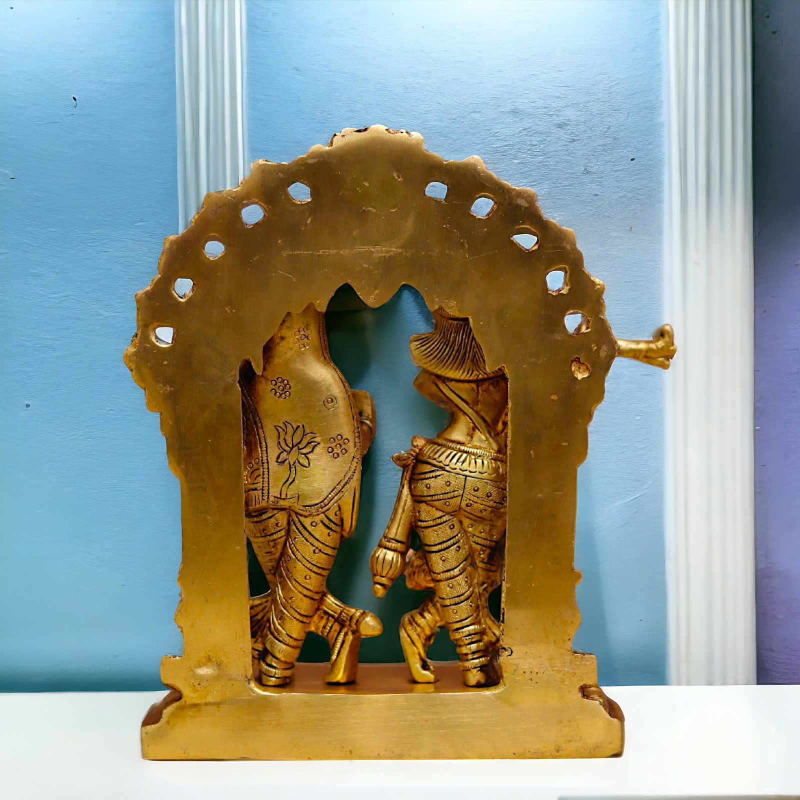 Radha Krishna Beautiful Brass Murti - 8.6 inches