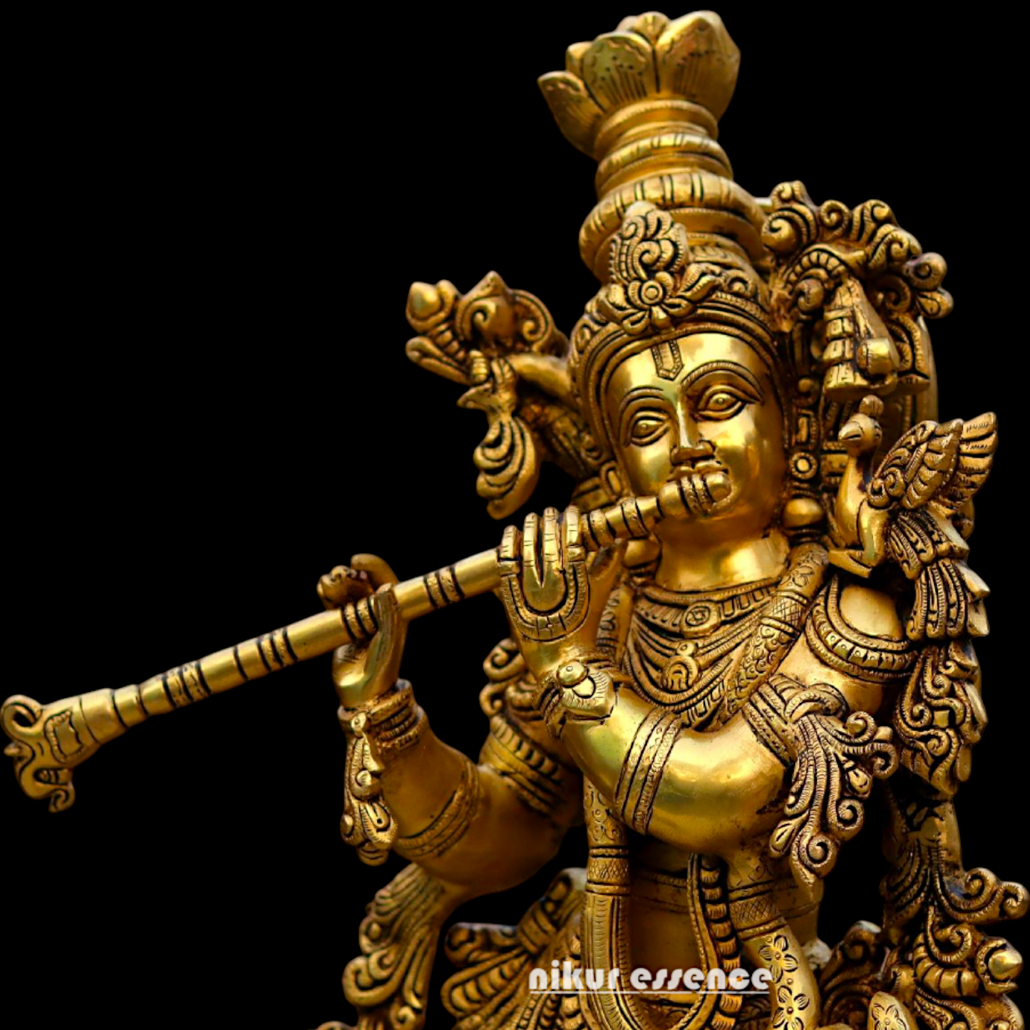 Pure Brass Krishna Standing Statue - 29.5 inches