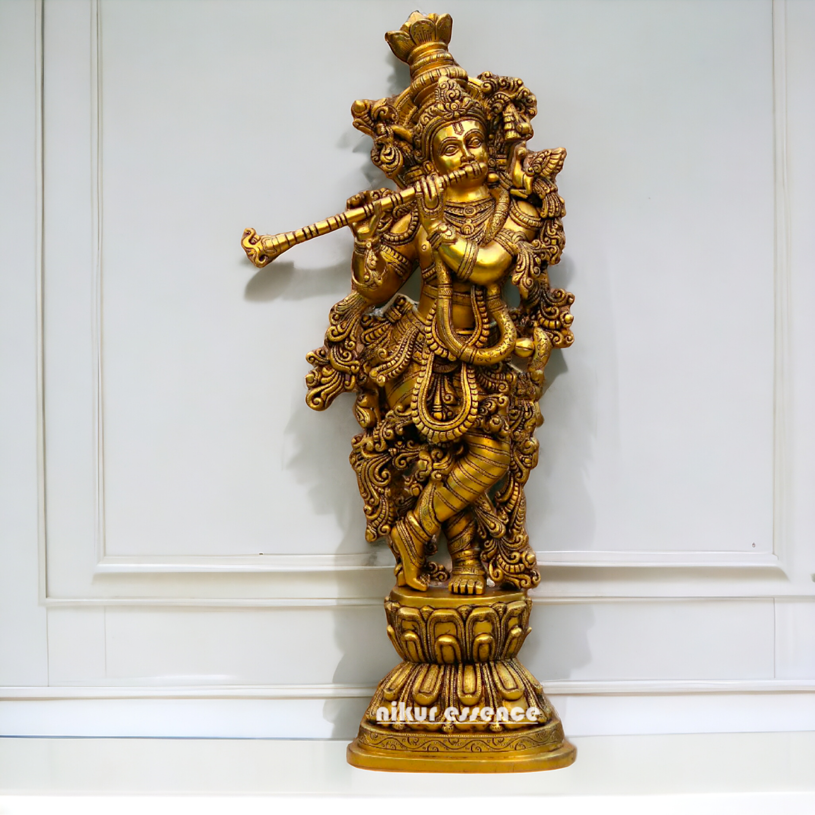 Pure Brass Krishna Standing Statue - 29.5 inches