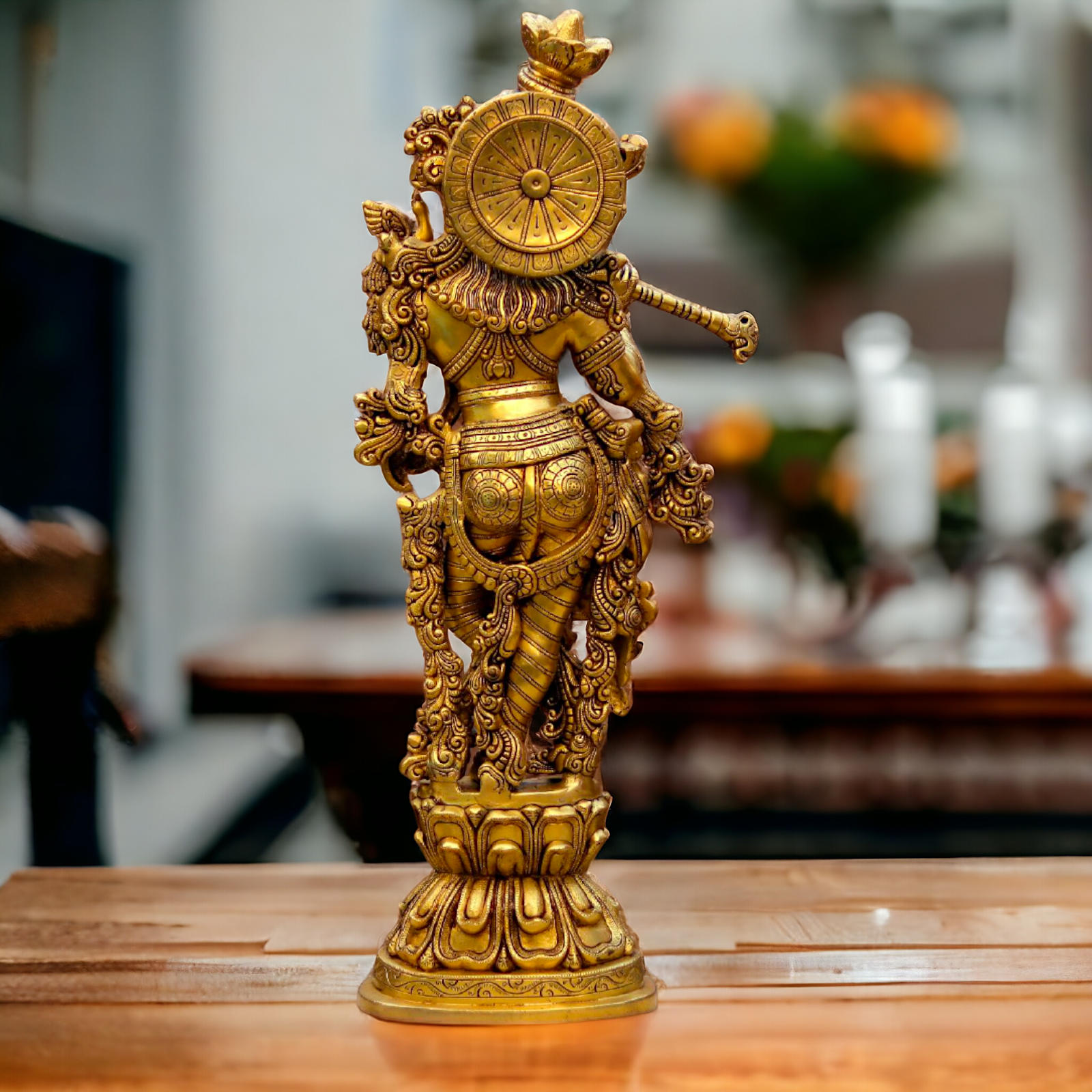 Pure Brass Krishna Standing Statue - 29.5 inches